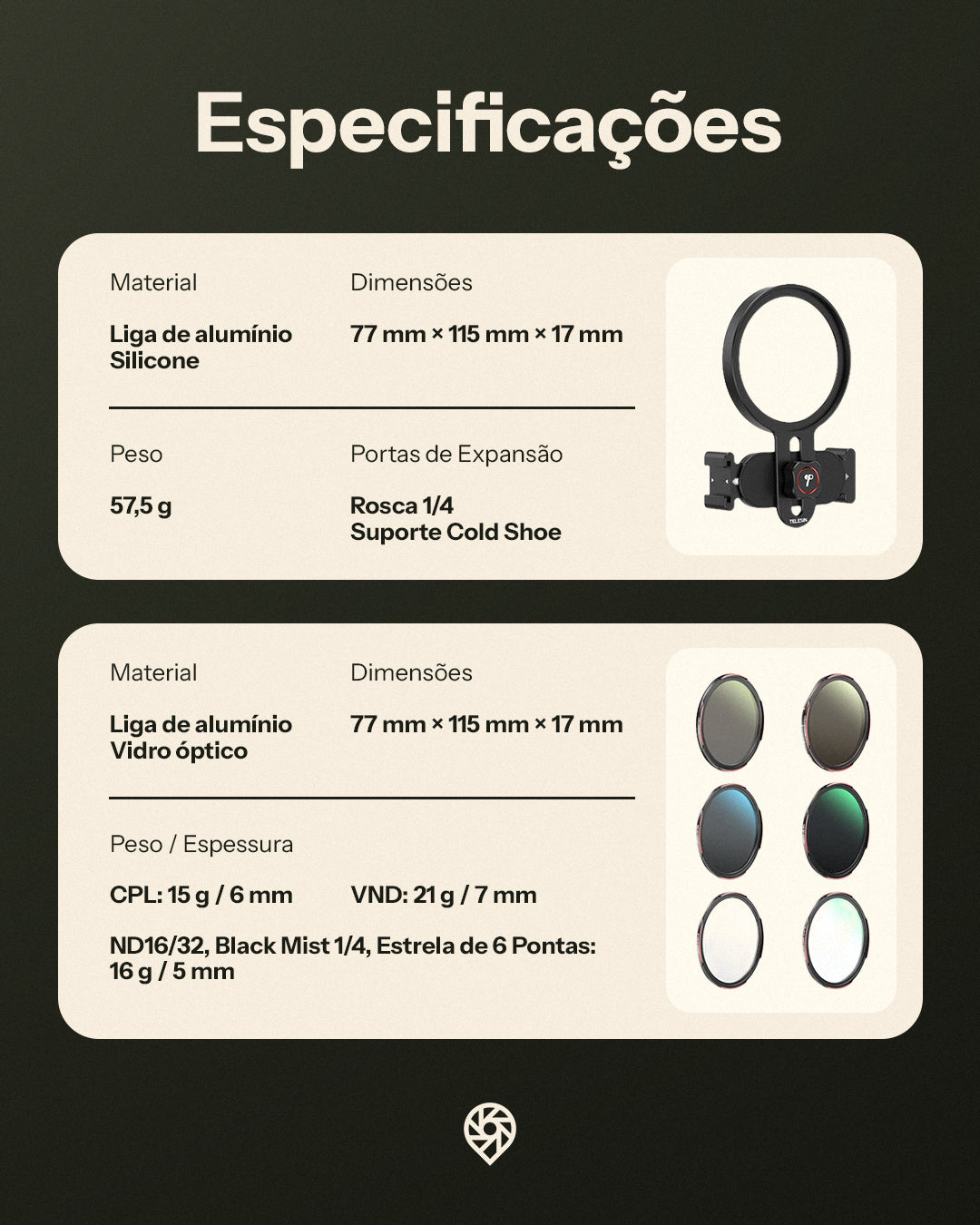 Filtro Universal 67mm p/ Iphone e Android (CPL/ND2–32)